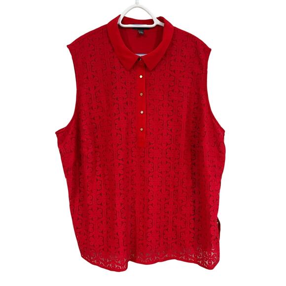 The Limited Size 2X Red Lace Sleeveless Tunic Top Romantic Boho Cottagecore - Picture 2 of 11